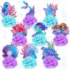 9 Pcs Mermaid Centerpieces Birthday Party Table Decorations Supplies Ocean Theme Underwater Animals Party Favors Double Sided Honeycomb Favor for Wedding (Mermaid) view 1