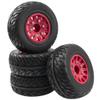 4Pack Vgoohobby 4.45" 1/10 RC Off-Road Car Rubber Tires & Plastic Wheels Rim Compatible with Traxxas Arrma Redcat Tamiya HPI Kyosho 1/10 RC Off-Road Buggy Short-Course Truck (Red,Style 2 Tire-Skin) view 1