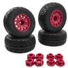 4Pack Vgoohobby 4.45" 1/10 RC Off-Road Car Rubber Tires & Plastic Wheels Rim Compatible with Traxxas Arrma Redcat Tamiya HPI Kyosho 1/10 RC Off-Road Buggy Short-Course Truck (Red,Style 2 Tire-Skin) view 2