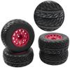 4Pack Vgoohobby 4.45" 1/10 RC Off-Road Car Rubber Tires & Plastic Wheels Rim Compatible with Traxxas Arrma Redcat Tamiya HPI Kyosho 1/10 RC Off-Road Buggy Short-Course Truck (Red,Style 2 Tire-Skin) view 3