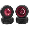 4Pack Vgoohobby 4.45" 1/10 RC Off-Road Car Rubber Tires & Plastic Wheels Rim Compatible with Traxxas Arrma Redcat Tamiya HPI Kyosho 1/10 RC Off-Road Buggy Short-Course Truck (Red,Style 2 Tire-Skin) view 4
