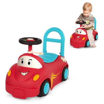 B. toys Push CarToy Ride On Race Car Walker Toy Handle & Storage Space Lights, Songs & Sounds 1 Year + Rollin' Riders Freddy Zoom