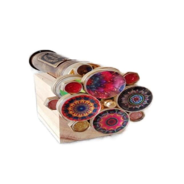 MUSKAN NAUTICAL STORE Antique Brass Kaleidoscope Unique Kaleidoscope Wheel Double Kaleidoscope Nautical Gift (with Stand)