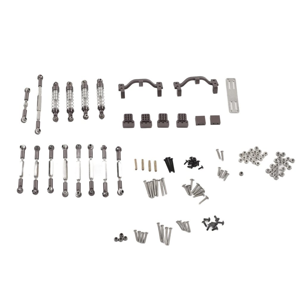 Dilwe RC Car Spare Parts Kit, Aluminum Alloy RC Car Pull Rod Tie Rod Shocks Absorber Bracket Plate Kit Upgrade Spare Parts Compatible with WPL C24 C14 C14K C24K