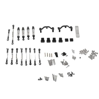 RC Car Spare Parts Kit, Aluminum Alloy RC Car Pull Rod Kit Upgrade Spare Parts Metal Pull Rod Tie Rod Pull Rod Base Compatible for WPL C24 C14 C14K C24K RC Car(Black)