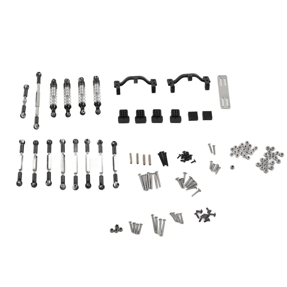 RC Car Spare Parts Kit, Aluminum Alloy RC Car Pull Rod Kit Upgrade Spare Parts Metal Pull Rod Tie Rod Pull Rod Base Compatible for WPL C24 C14 C14K C24K RC Car(Black)