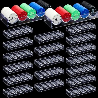 Yulejo 10/15/20 Pieces Poker Chip Holder Poker Chip Trays Acrylic Rack Chips Holder Accessories for Casino Game, Each Holds 100 Chips
