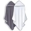 2 Pack Baby Bath Towel Rayon Made from Bamboo (White and Dark Grey, 37.5 x 37.5 Inch) view 1