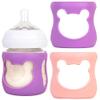 100% Silicone Baby Bottle Sleeves for Philips Avent Natural Glass Baby Bottles, Premium Food Grade Silicone Bottle Cover, Cute Bear Design, 4oz, Pack of 2 (Pink/Purple) view 1