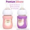 100% Silicone Baby Bottle Sleeves for Philips Avent Natural Glass Baby Bottles, Premium Food Grade Silicone Bottle Cover, Cute Bear Design, 4oz, Pack of 2 (Pink/Purple) view 2