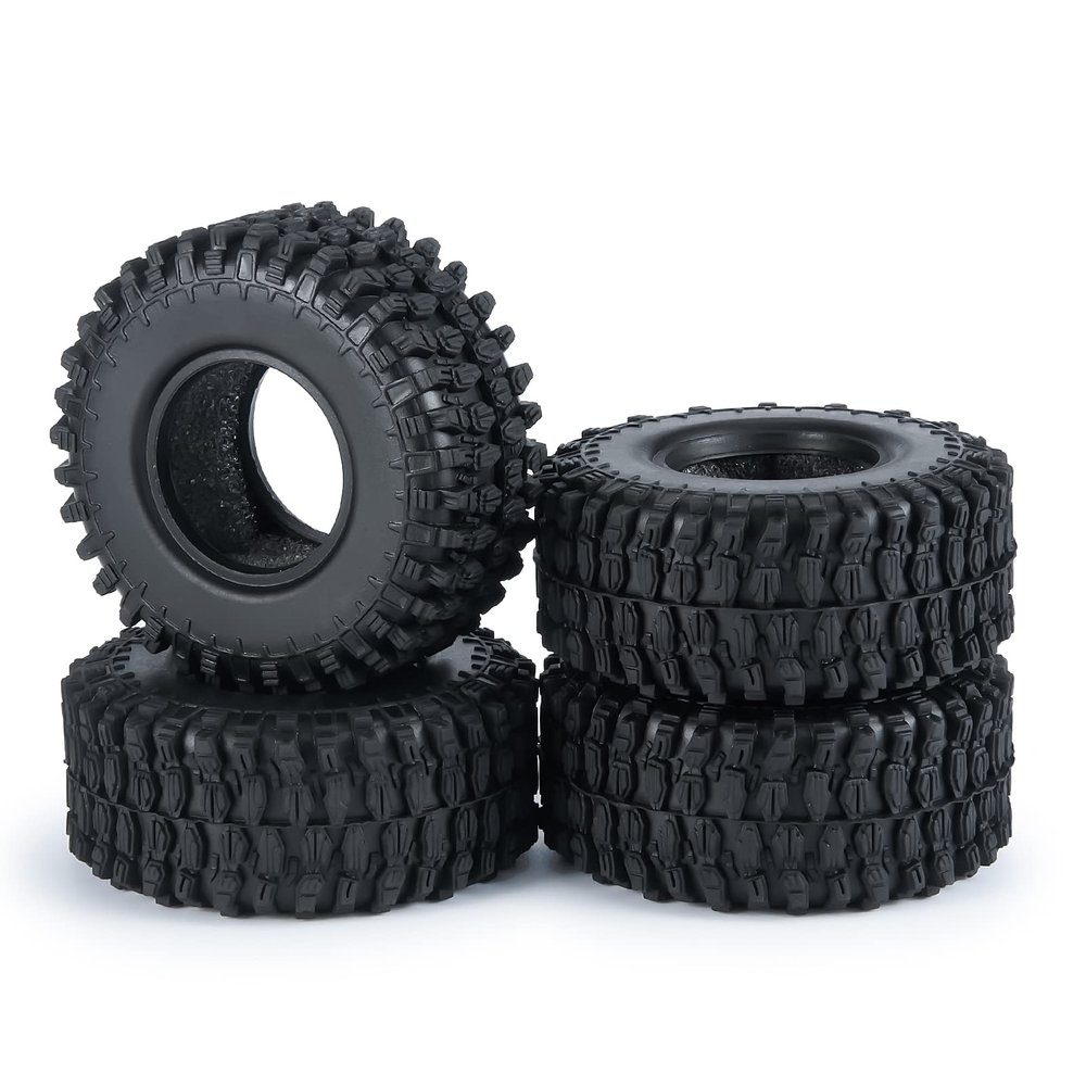 SWX 1.0" Crawler Tires 4PCS Micro Rubber Tires for 1/24 RC Crawler Car Axial SCX24 90081 AXI00001 AXI00002 (50mm)