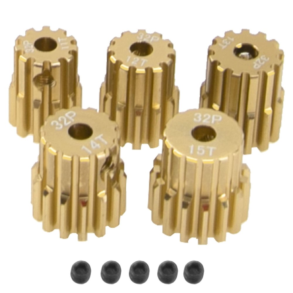 Vgoohobby Aluminum Alloy 32 Pitch Pinion Gear Set 3.175mm Shaft 11T 12T 13T 14T 15T Motor Gears Compatible with Tamiya Kyosho RedCat Losi Axial Traxxas 1/10 RC Car