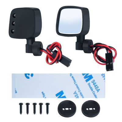 SWX RC Car Rear View Mirror Kit with LED Lights for 1/10 RC Crawler Car Axial SCX10 90046