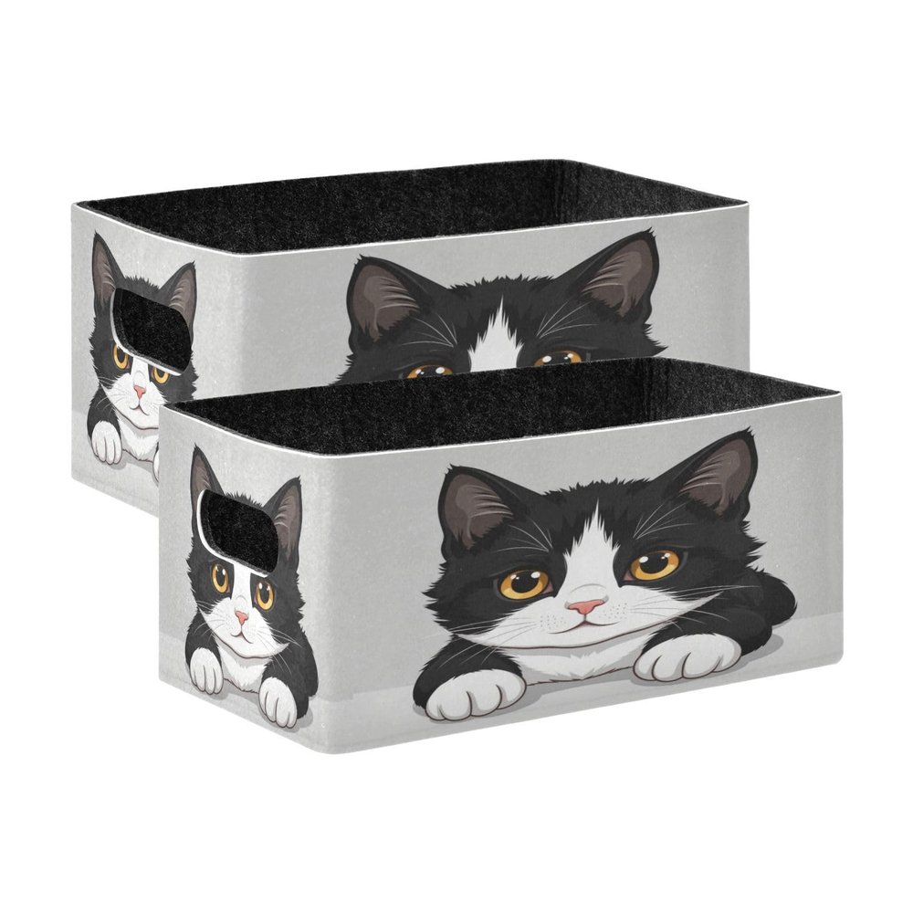 Kcldeci Funny Cat Storage Bins Baskets for Organizing, Kitten Kitty Closeup Portrait Sturdy Storage Basket Foldable Storage Baskets for Shelves Closet Nursery Toy