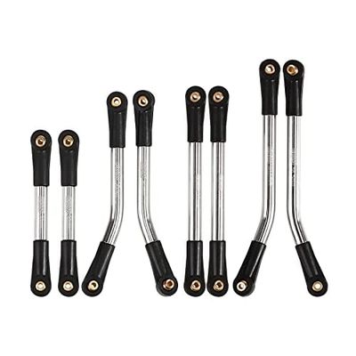 INJORA High Clearance 4 Links Set Stainless Steel Links Set for SCX24 C10 JLU Bronco Base Camp 4Runner Axial 1/24 RC Crawler Car Upgrade Parts(Silver)
