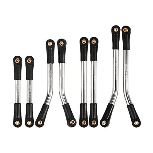 INJORA High Clearance 4 Links Set Stainless Steel Links Set for SCX24 C10 JLU Bronco Base Camp 4Runner Axial 1/24 RC Crawler Car Upgrade Parts(Silver)