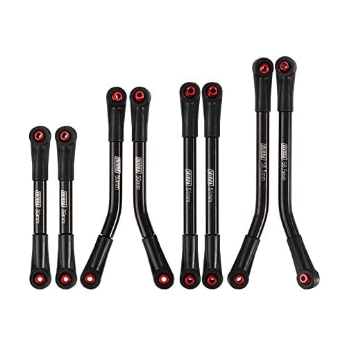 INJORA High Clearance 4 Links Set Stainless Steel Links Set for SCX24 C10 JLU Bronco Base Camp 4Runner Axial 1/24 RC Crawler Car Upgrade Parts(Black)