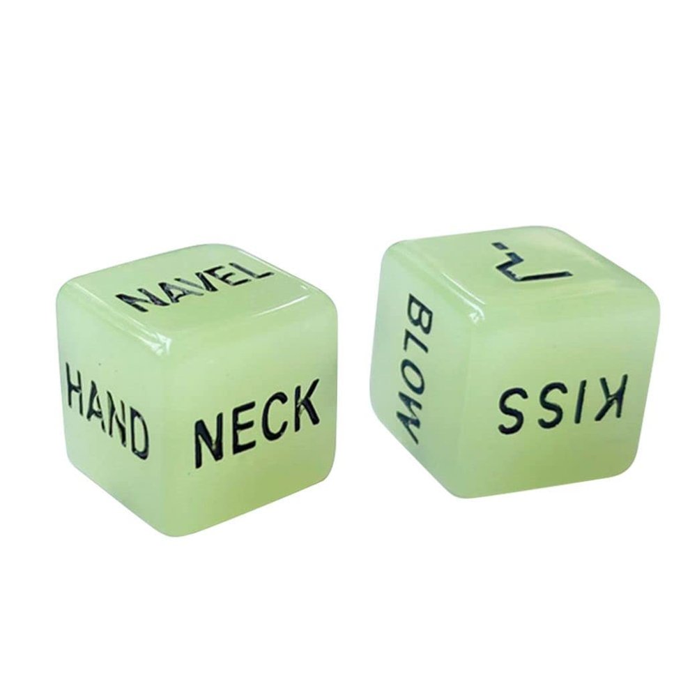 1 Pair Noctilucent Light Couples Dice Funny Romantic Sport Dice English Fun Luminescence Naughty Dice Novelty Gift for Valentines Day, Honeymoon, Newlyweds, Wedding Anniversary