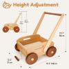 Woodtoe Wooden Baby Walker, Adjustable Speed Baby Push Walker, Montessori Push Toys for Babies Learning to Walk, Educational Walking Toys Gift for Toddler Boys Girls 1 2 3 Years Old view 4