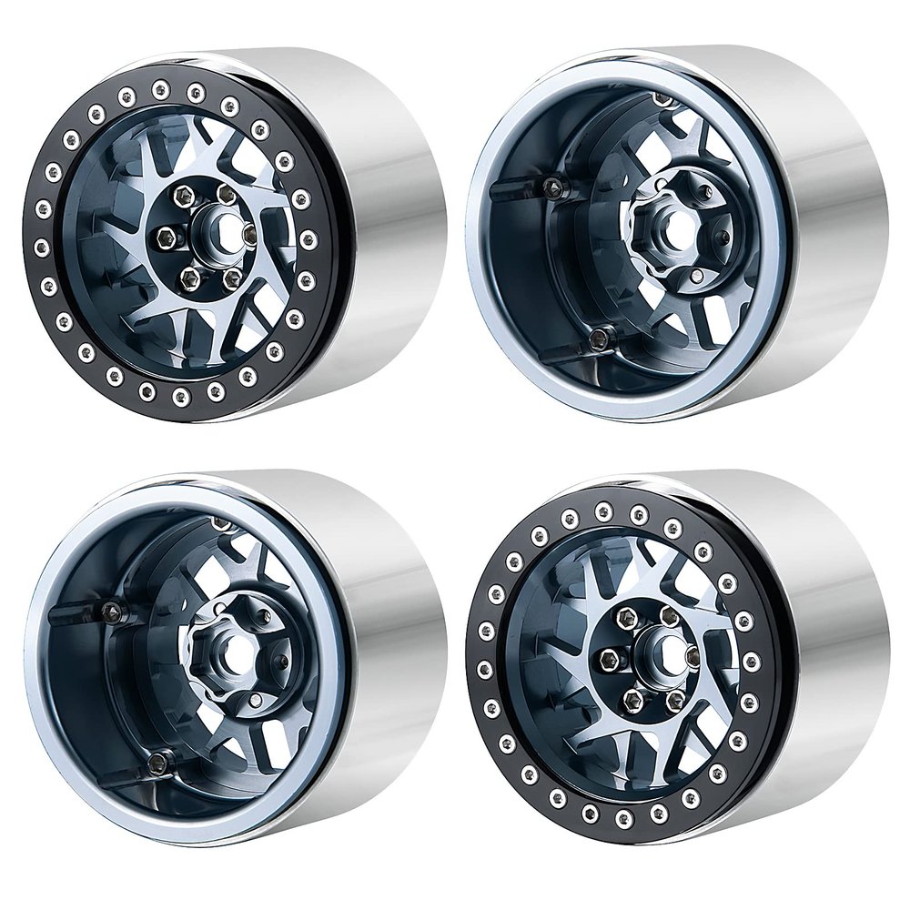 RC-Hub 2.2" Beadlock Wheel Rims 45mm Width for 1/10 Axial Wraith RBX10 AXI03005 RC Rock Crawler Car (Titanium)