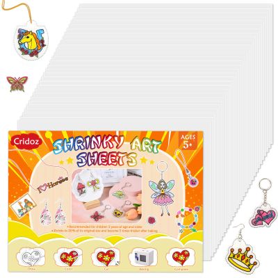 cridoz Shrinky Art Paper Sheets, 36Pcs Shrink Plastic Art Paper Shrink Plastic Film for Keychains and Craft Marking