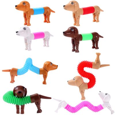 Dog pop Tubes fidgets, Easter Egg Stuffers, Sensory Toys for Kids 5-7, fidgets for Toddler, Easter Basket , Easter Egg fillers,4 Pack Dog