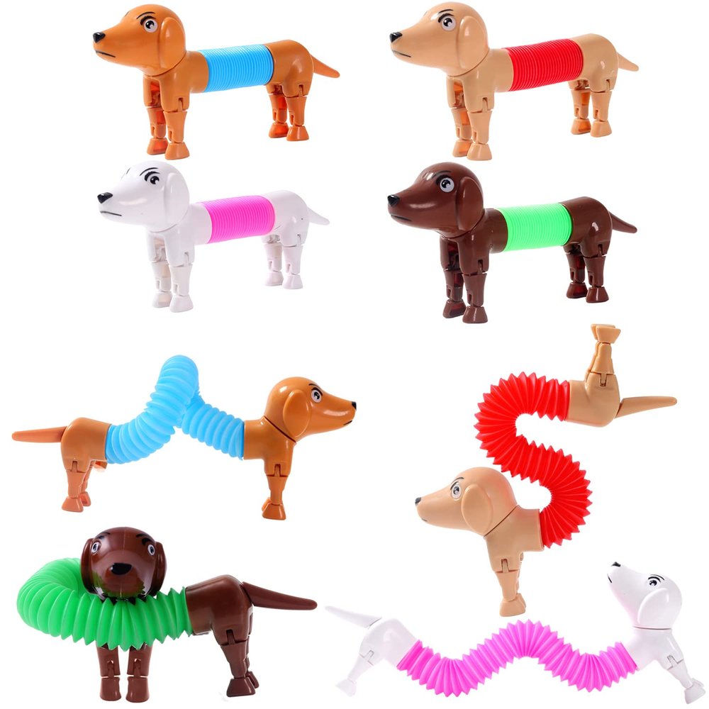 Dog pop Tubes fidgets, Easter Egg Stuffers, Sensory Toys for Kids 5-7, fidgets for Toddler, Easter Basket , Easter Egg fillers,4 Pack Dog