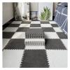 16Pcs Interlocking Foam Mats,Fluffy Carpet Tiles,Plush Area Rug,Square Splicing Floor Tiles,Soft Playmat Puzzle Floor Mat for Play Room,Grey+White view 1