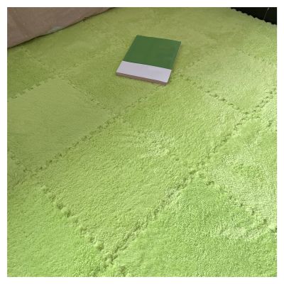 16Pcs Interlocking Foam Mats,Fluffy Carpet Tiles,Plush Area Rug,Square Splicing Floor Tiles,Soft Playmat Puzzle Floor Mat for Play Room,Green