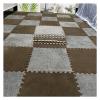 16Pcs Interlocking Foam Mats,Fluffy Carpet Tiles,Plush Area Rug,Square Splicing Floor Tiles,Soft Playmat Puzzle Floor Mat for Play Room,Coffee+Grey view 1