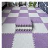 16Pcs Interlocking Foam Mats,Fluffy Carpet Tiles,Plush Area Rug,Square Splicing Floor Tiles,Soft Playmat Puzzle Floor Mat for Play Room,Purple+White view 1
