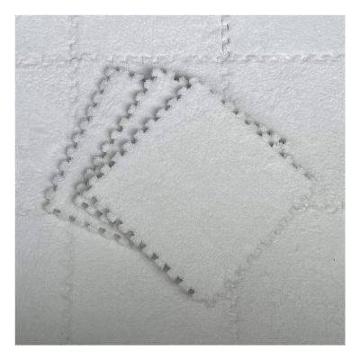 16Pcs Interlocking Foam Mats,Fluffy Carpet Tiles,Plush Area Rug,Square Splicing Floor Tiles,Soft Playmat Puzzle Floor Mat for Play Room,White