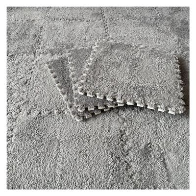 16Pcs Interlocking Foam Mats,Fluffy Carpet Tiles,Plush Area Rug,Square Splicing Floor Tiles,Soft Playmat Puzzle Floor Mat for Play Room,Light Grey