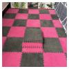 16Pcs Interlocking Foam Mats,Fluffy Carpet Tiles,Plush Area Rug,Square Splicing Floor Tiles,Soft Playmat Puzzle Floor Mat for Play Room,Grey+Rose red view 1