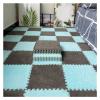 16Pcs Interlocking Foam Mats,Fluffy Carpet Tiles,Plush Area Rug,Square Splicing Floor Tiles,Soft Playmat Puzzle Floor Mat for Play Room,Grey+Light Blue view 1