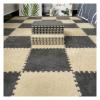 16Pcs Interlocking Foam Mats,Fluffy Carpet Tiles,Plush Area Rug,Square Splicing Floor Tiles,Soft Playmat Puzzle Floor Mat for Play Room,Grey+Apricot view 1