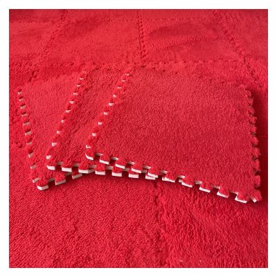 16Pcs Interlocking Foam Mats,Fluffy Carpet Tiles,Plush Area Rug,Square Splicing Floor Tiles,Soft Playmat Puzzle Floor Mat for Play Room,Red