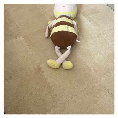 16Pcs Interlocking Foam Mats,Fluffy Carpet Tiles,Plush Area Rug,Square Splicing Floor Tiles,Soft Playmat Puzzle Floor Mat for Play Room,Apricot