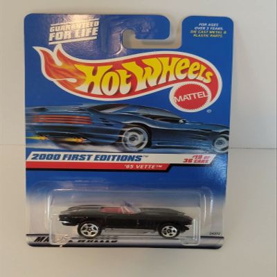 for for Hot Wheels 2000 First Editions 1965 Vette 19/36 Cars Black 1/64