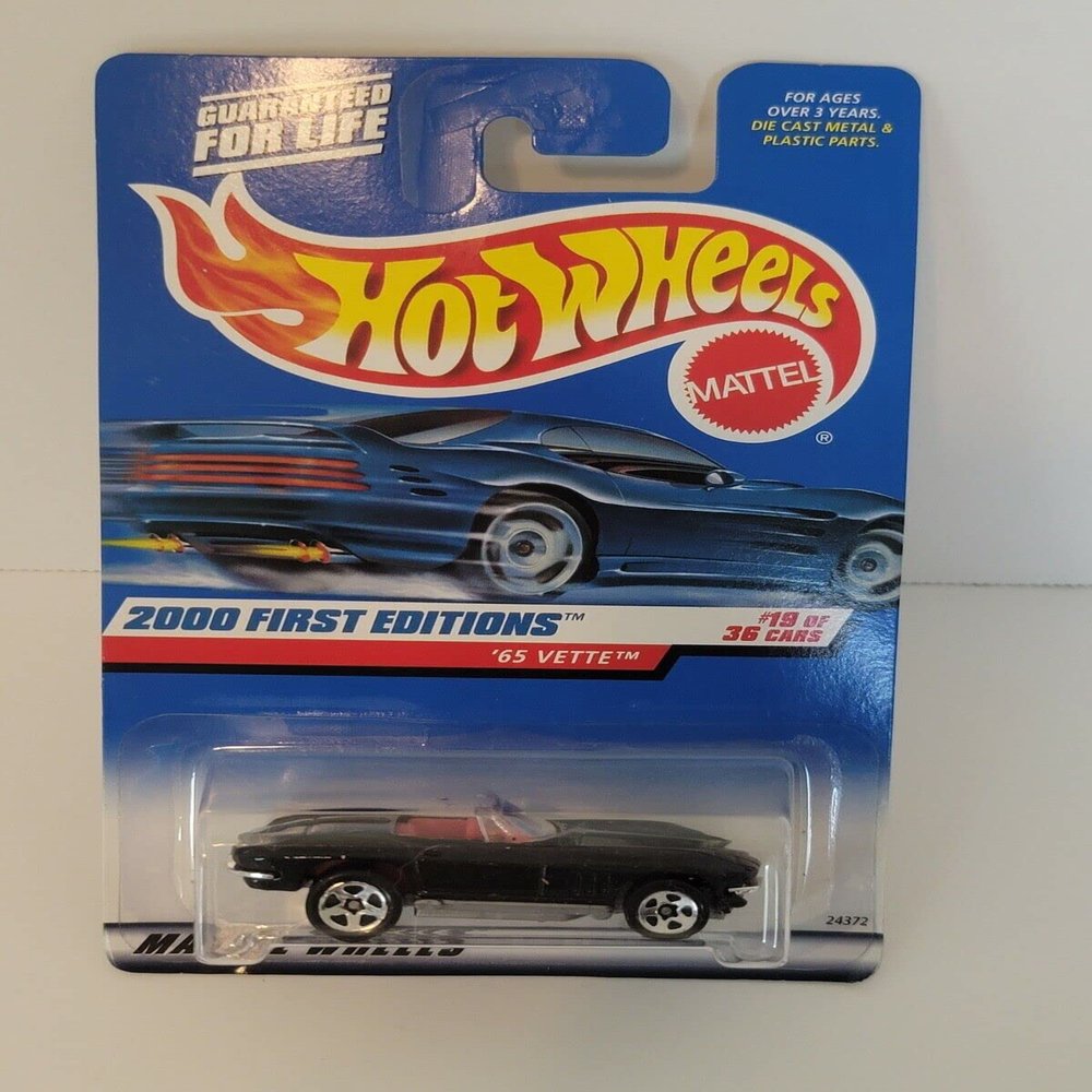 for for Hot Wheels 2000 First Editions 1965 Vette 19/36 Cars Black 1/64