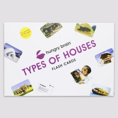Hungry Brain Types of Houses Flash Cards for Toddlers (24 Double-Sided Cards) | Real Picture Learning Flashcards for Kids Ages 14 | Early Learning, Preschool & Montessori Educational Toy