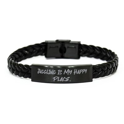 InStyle Connection Juggling for Men Women, Juggling is My Happy Place, Cool Juggling Braided Leather Bracelet, from