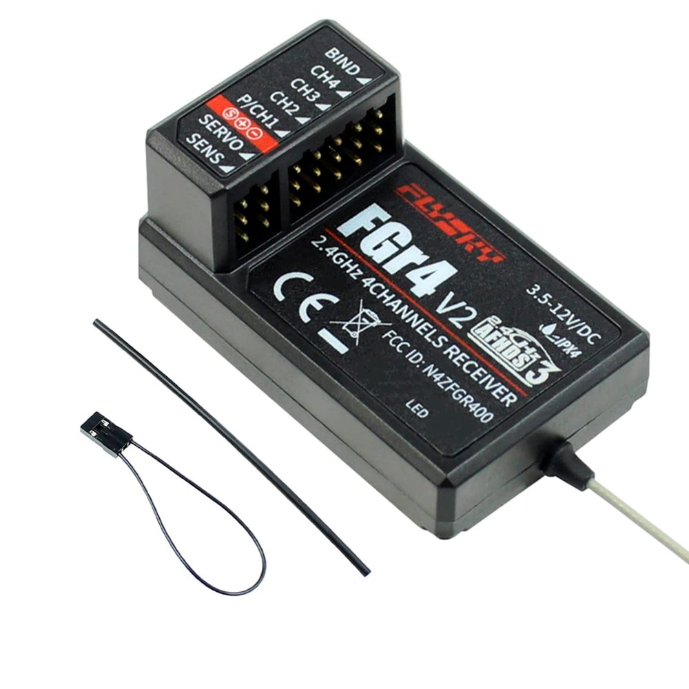 HTLNUZD Flysky FS-FGR4 V2 Single Antenna Bidirectional Receiver with 2.4Ghz 4CH AFHDS3 PPM/IBUS/S.Bus/PWM Output Compatible Rc Truck Boat Noble FS-NB4 Transmitter