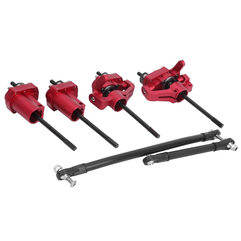 RC Portal Axle Kit, Fit RC Rear Part Portal Axle W/Steering Link Shaft Axles for Axial SCX10 II 90046 90047 Car Po(Red) Ar60 Rc