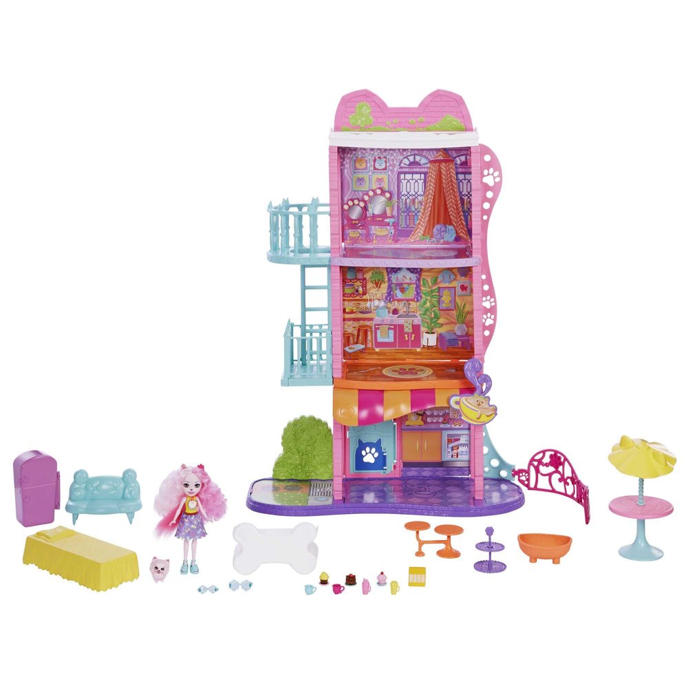 Enchantimals HHC18 Apartment Set (71 cm) with Doll (15 cm), Dog Figurine and Accessories, 6 Play Spaces, Children's Toy, Ages 4 and Above