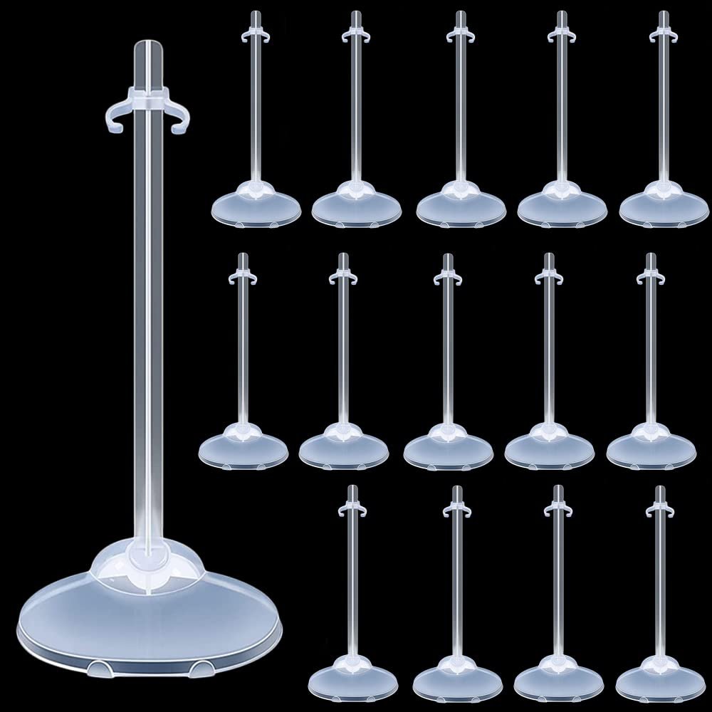 BieFuDan 20Pcs Doll Stands Display Holders, Transparent Plastic Mini Doll Display Stand Support for 11 to 13 Inch Dolls, Action Figure Stand Toy Dolls Accessories