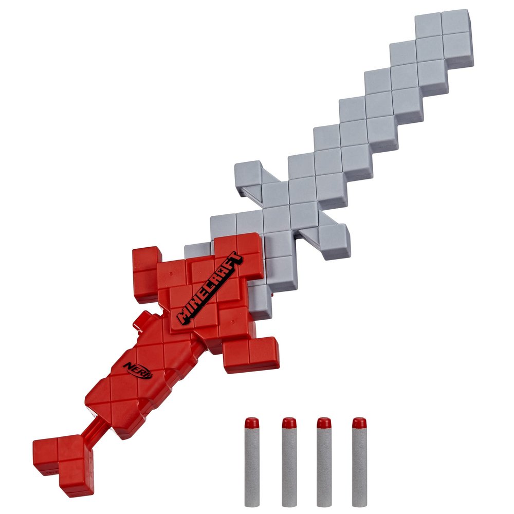 Nerf Minecraft Heartstealer Toy Sword, Blasts Darts, Includes 4 Elite Foam, Design