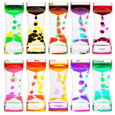 CAILINK Liquid Motion Bubbler Timer,10 Pack Liquid Bubbler Relaxing Motion Timer Fidget Calming Toys,Sensory Play for Adults and Kid Stress Management,Colorful Hourglass Desk Decor
