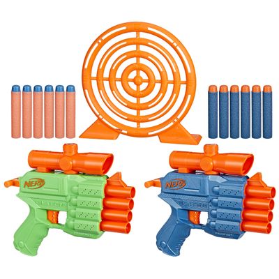 Nerf Elite 2.0 Face Off Target Set, Includes 2 Dart Blasters & Target & 12 Elite Nerf Darts, Toy Foam Blasters for Kids Outdoor Games