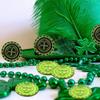 AEVBSOY 100 Pcs St. Patrick's Day Coins Shamrock Coins Lucky Saint Patrick's Day CoinsTable Sprinkles Table Scatter Decoration Coins Green Plastic Embossed 4 Leafs Coins Party Favor Supplies view 4